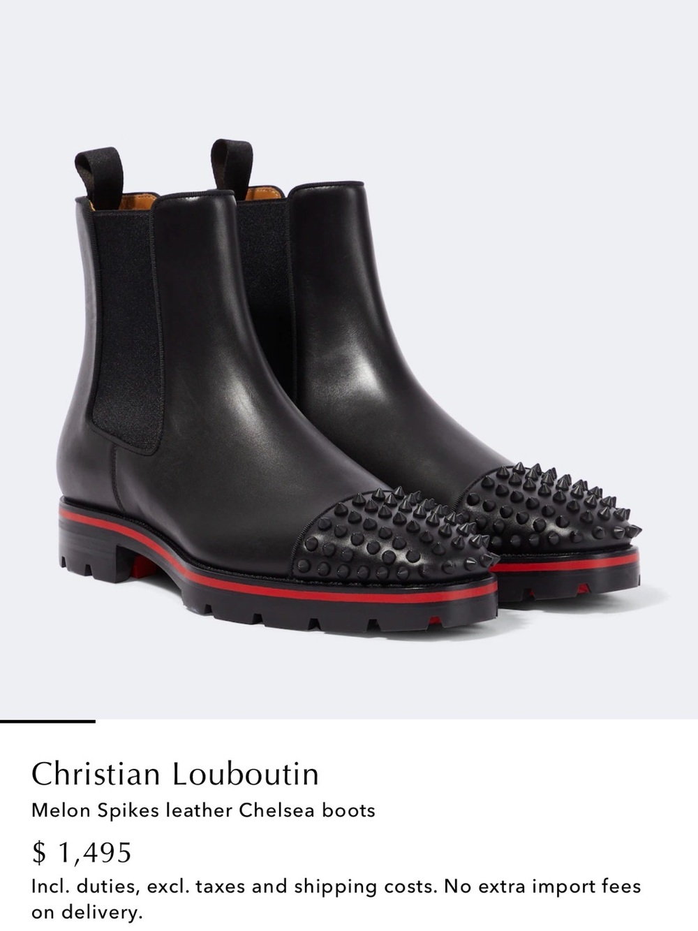 Christian Louboutin men’s Melon Spike Chelsea Boots US Sz 9 (42.5) worn twice